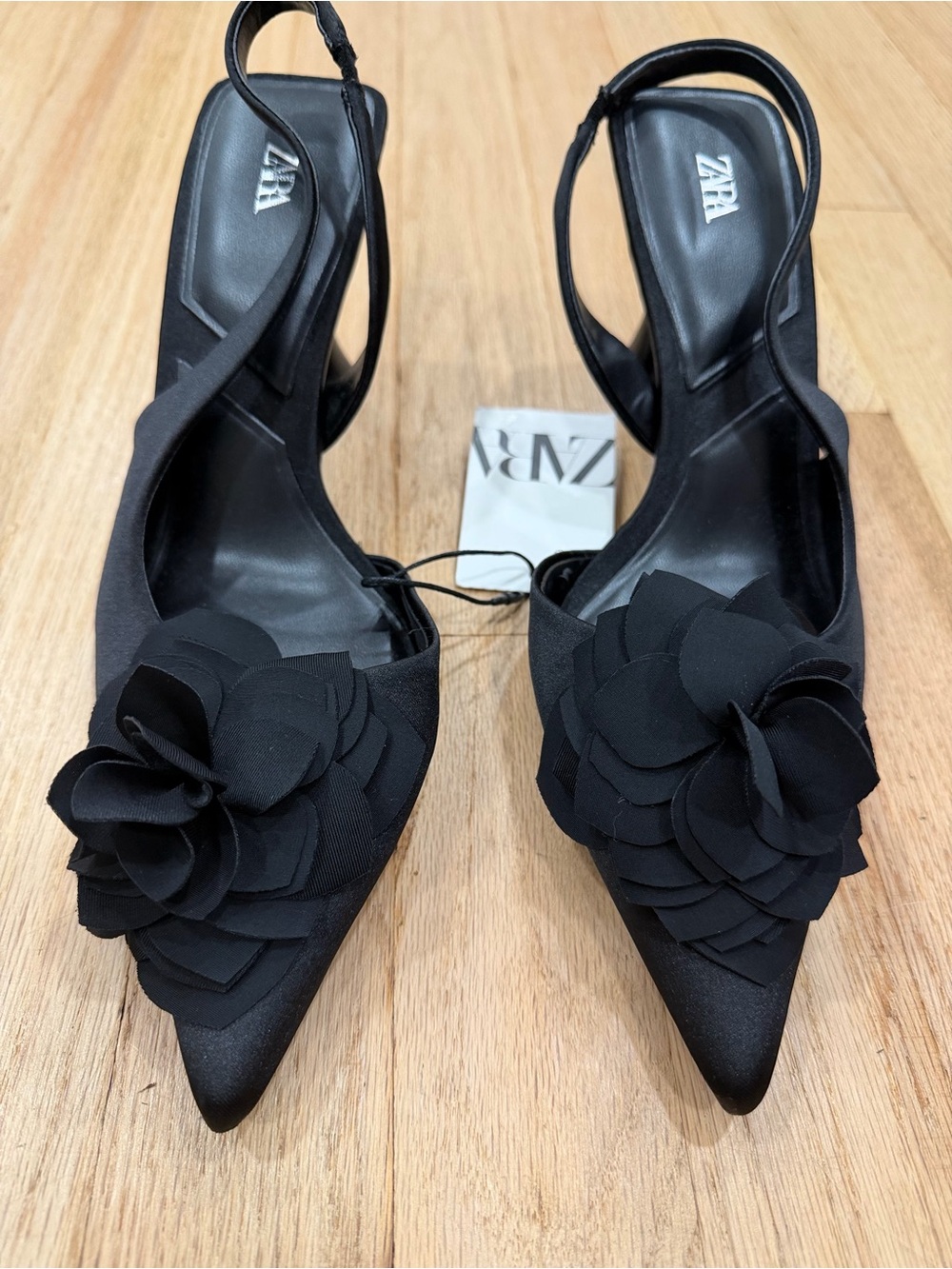 Pointed Slingback Heels with Layered Floral Appliqué - Picture 3 of 12